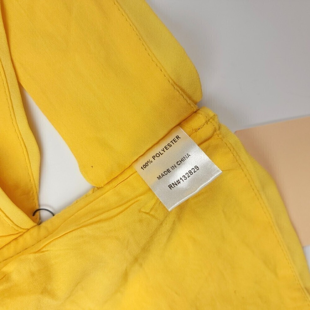 NWT Superdown Harlie Halter Cut Out Crop Top Ruched Boho Yellow Y2k Resort Small - Picture 11 of 11